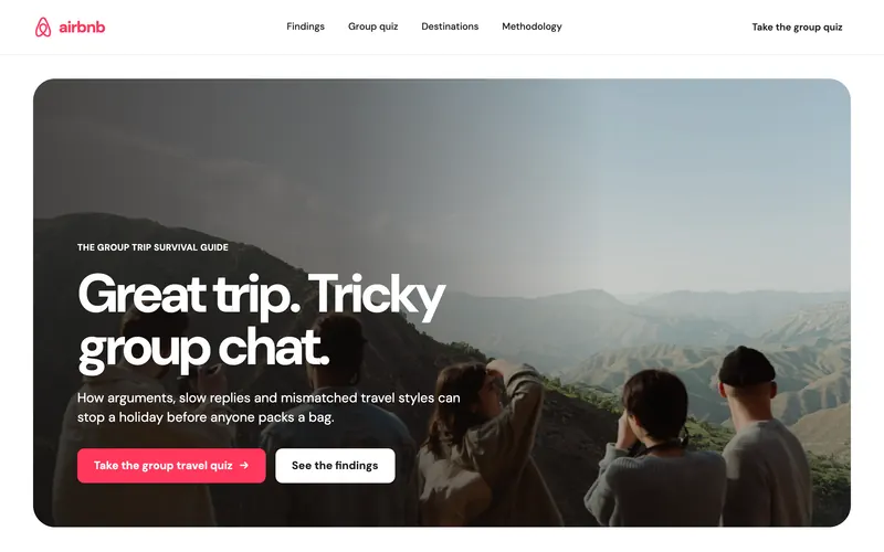 The Group Trip Survival Guide, a campaign built for Airbnb
