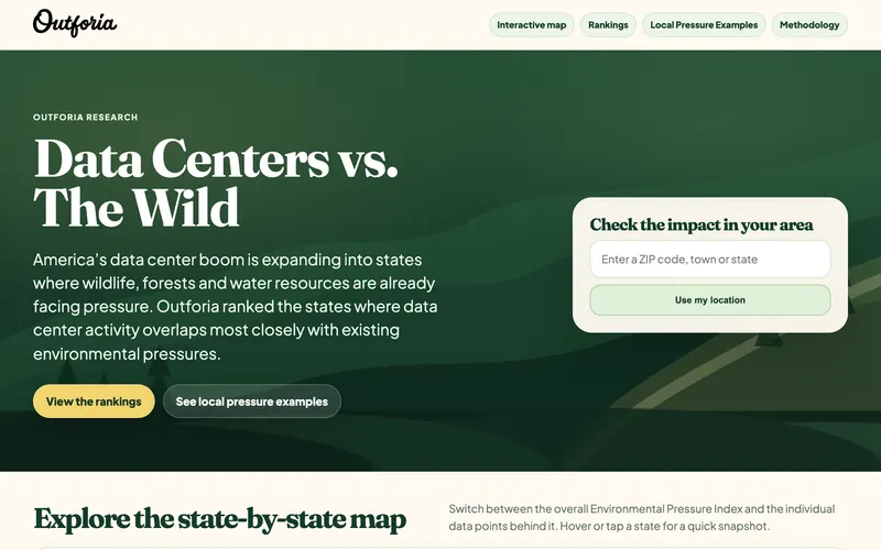 Data Centers vs. The Wild, a campaign built for Outforia