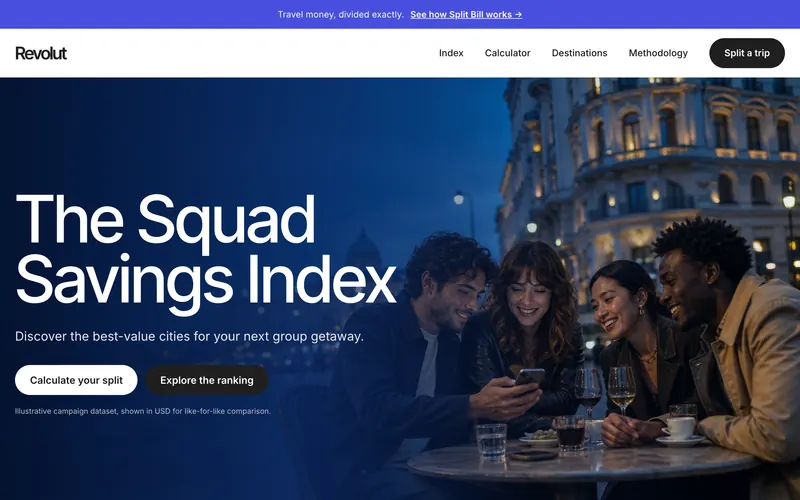 The Squad Savings Index, a campaign built for Revolut