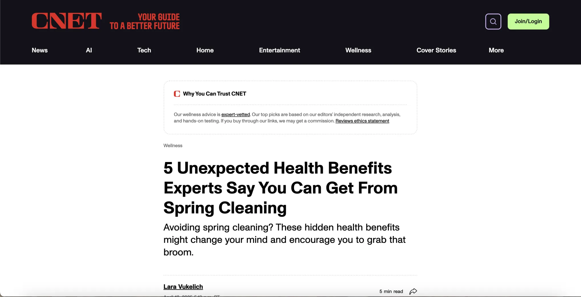 CNET: 5 Hidden Health Benefits of Spring Cleaning, According to Experts