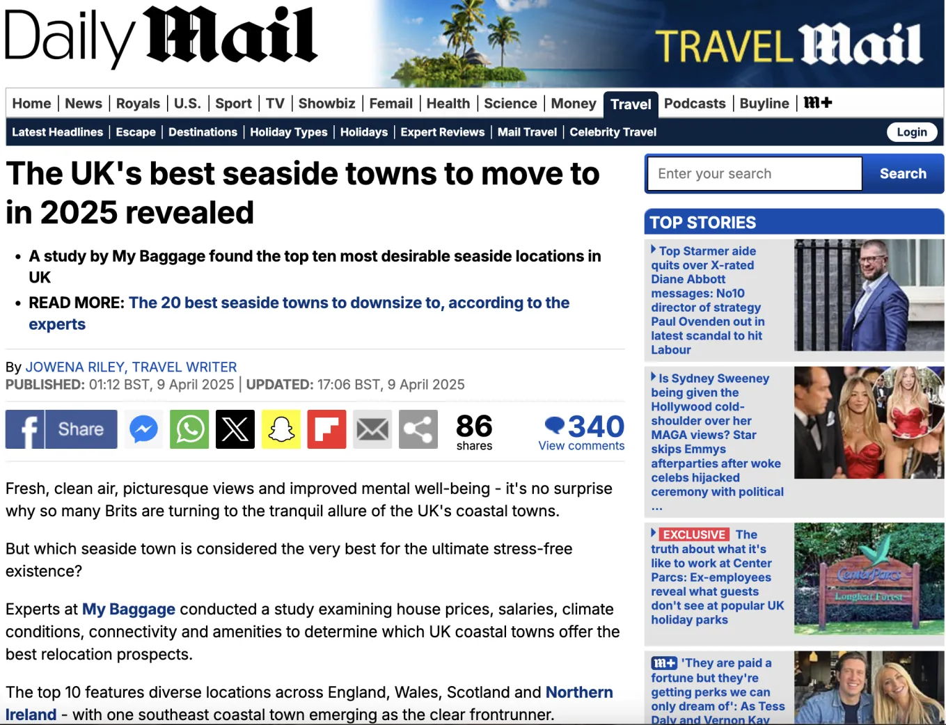 Daily Mail: The UK's best seaside towns to move to in 2025 revealed