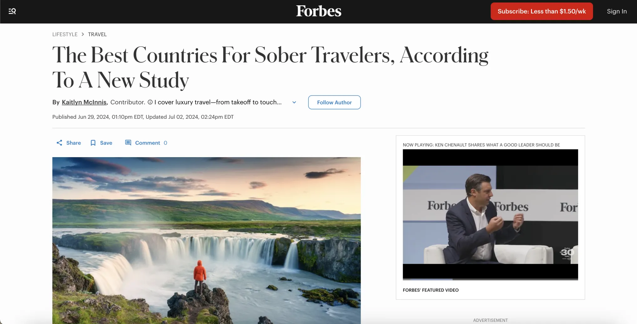 Forbes: The Best Countries For Sober Travelers, According To A New Study