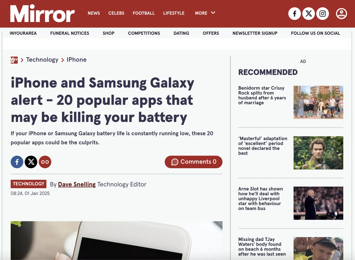 Mirror: iPhone and Samsung Galaxy warning - 20 apps that may be killing your battery