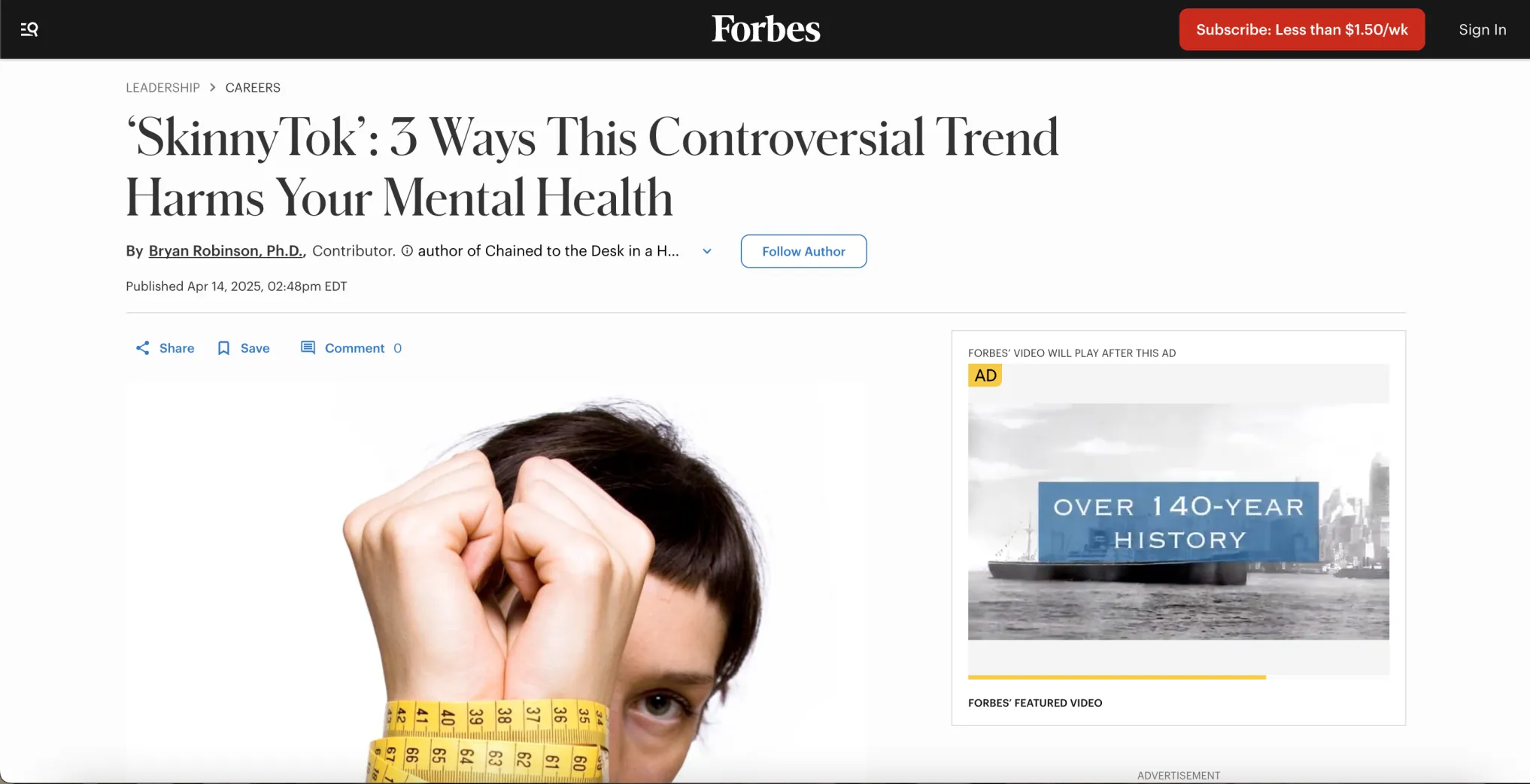 Forbes: 'SkinnyTok': 3 Ways This Controversial Trend Harms Your Mental Health