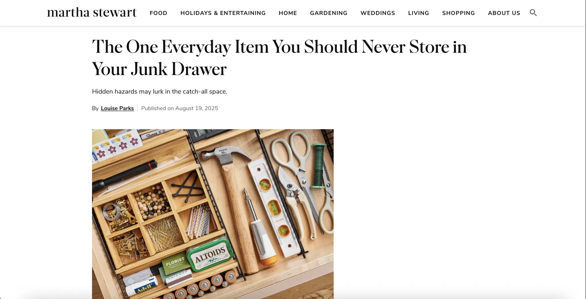 Martha Stewart: The One Everyday Item You Should NEVER Store in Your Junk Drawer